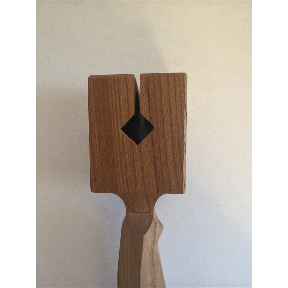 Japanese Handcrafted wooden mallet with carved handle and diamond cutout head. - Picture 10 of 11